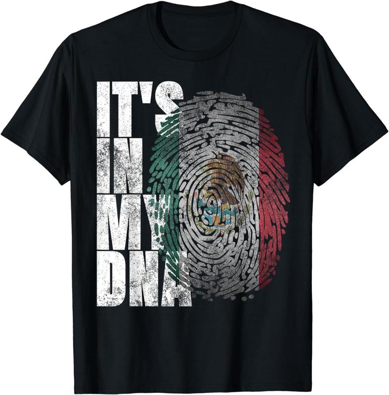 100% Cotton It's In My DNA Mexican Heritage T-Shirt – Proud Hispanic Gift with Mexico Flag Design
