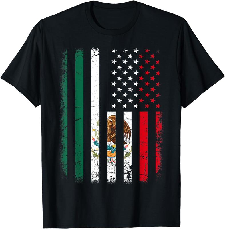 100% Cotton Mexican American Flag T-Shirt - Celebrate Your Mexican Roots and American Pride