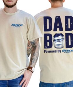 Dad Bod Powered by Busch Light Funny Drinking Tee for Men - 2-Sided Casual Shirt