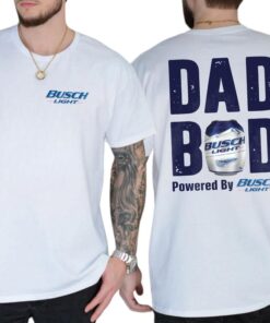 Dad Bod Powered by Busch Light Funny Drinking Tee for Men - 2-Sided Casual Shirt