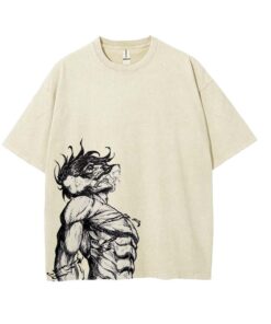 Heavy Cotton 220 GSM Eren Yeager Acid Wash Graphic Tee - Attack On Titan Casual Menswear