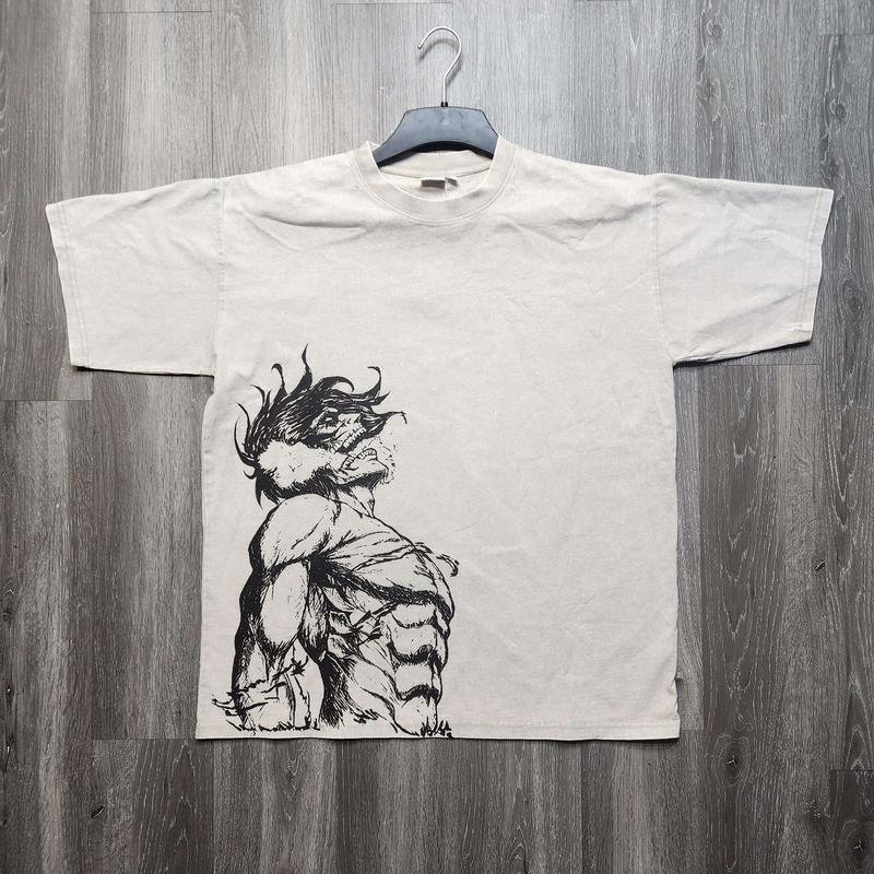 Heavy Cotton 220 GSM Eren Yeager Acid Wash Graphic Tee - Attack On Titan Casual Menswear