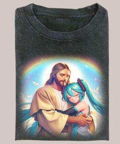 Jesus and Hatsune Miku Unisex Streetwear Shirt - A Unique Blend of Spirituality and Pop Culture