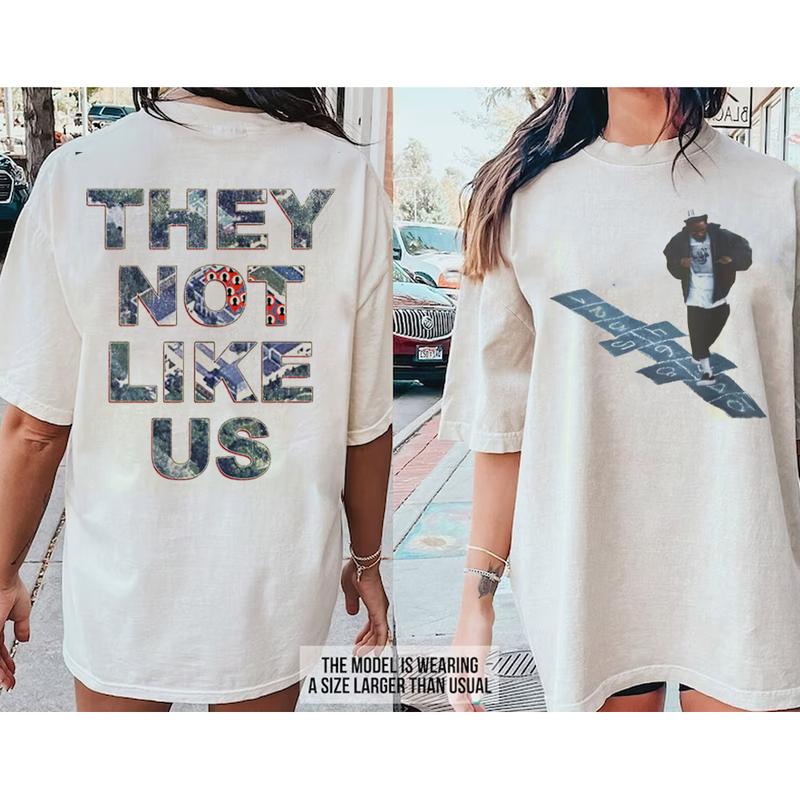 K3ndr1ck L@mar They Not Like Us 2 Sides Shirt | Hip-Hop Culture Cotton Top Crewneck
