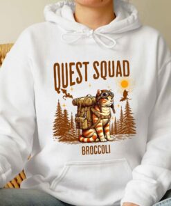 Whimsical Adventure Cat Shirt - Quest Squad Broccoli Fun Tee
