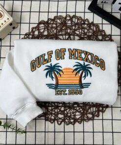 Gulf of Mexico 1550 Embroidered Hoodie - Vintage Map Lover Apparel for Him & Her