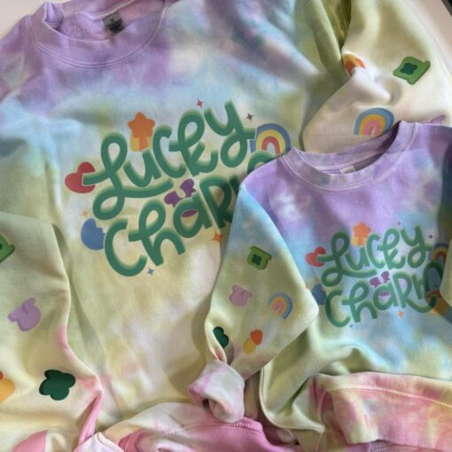 Lucky Charm Tiedye Crewneck Sweatshirt for Saint Patrick’s Day - Multi-Colored Top