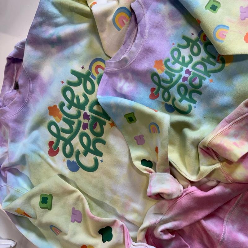 Lucky Charm Tiedye Crewneck Sweatshirt for Saint Patrick’s Day - Multi-Colored Top