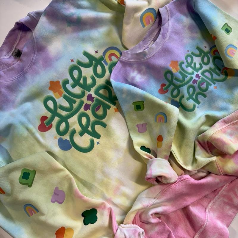 Lucky Charm Tiedye Crewneck Sweatshirt for Saint Patrick’s Day - Multi-Colored Top