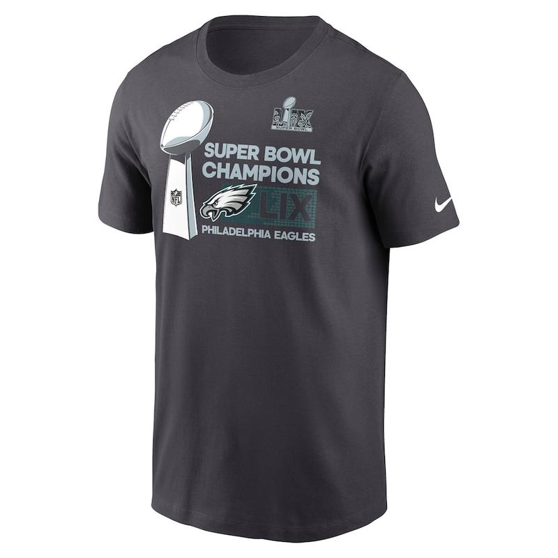 Men's Philadelphia Eagles Nike Anthracite Super Bowl LIX Champions Trophy Collection T-Shirt