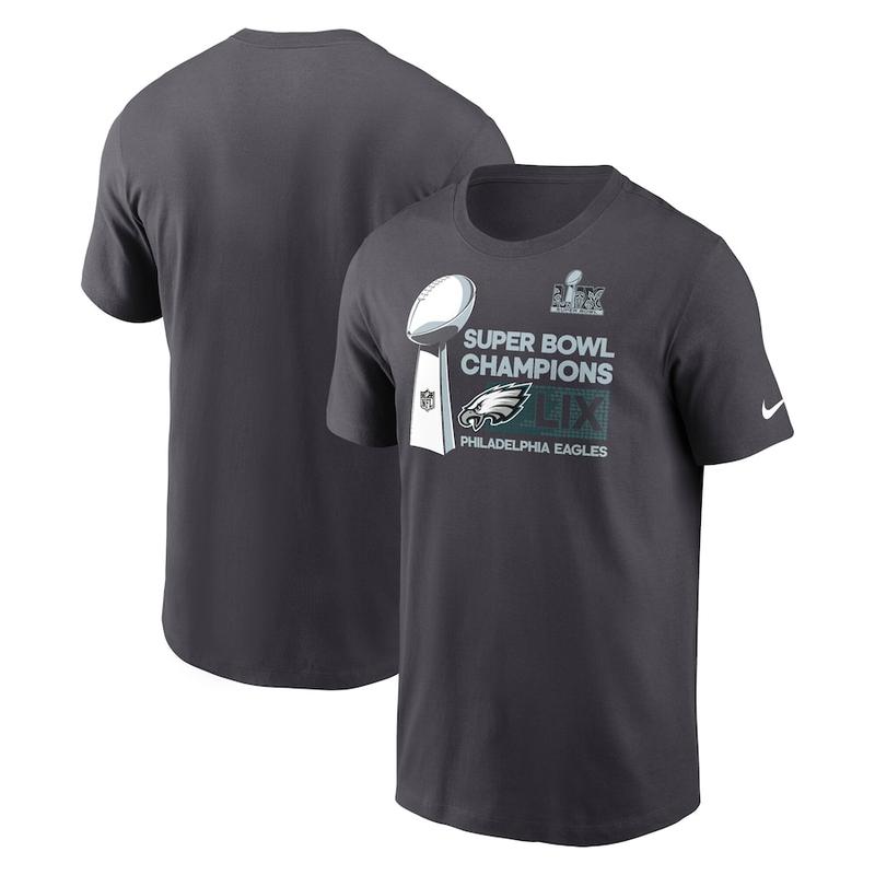 Men's Philadelphia Eagles Nike Anthracite Super Bowl LIX Champions Trophy Collection T-Shirt