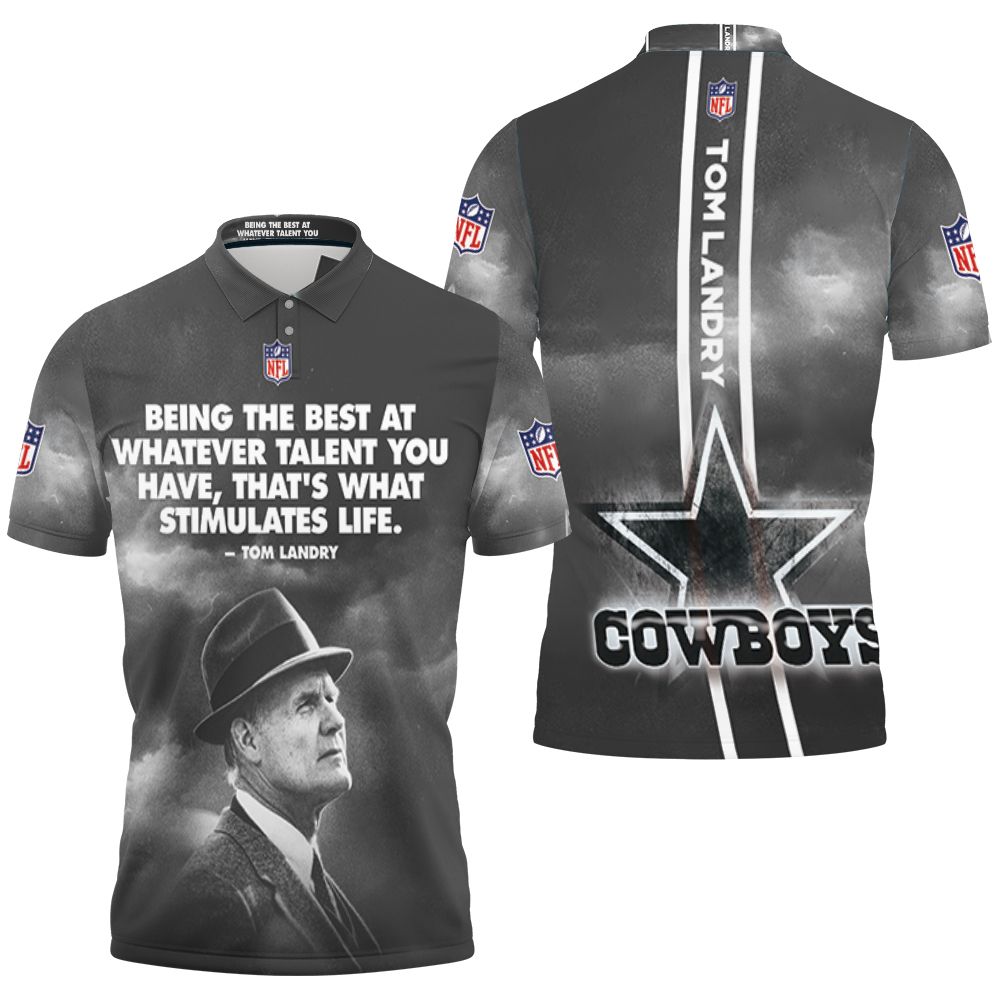 Dallas Cowboys Tom Landry Quote 3D Polo Shirt