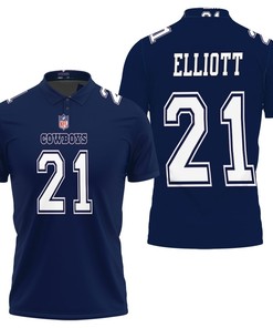 Ezekiel Elliott #21 Dallas Cowboys Navy 2019 Jersey Style Polo Shirt - Perfect Gift for Fans