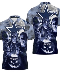 Freddy Jason Michael Myers Love Dallas Cowboys Pumpkin Head Halloween 3D Polo Shirt