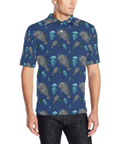 Manatee Pattern Print Design 01 Men Polo Shirt