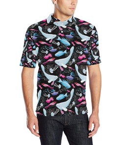Manatee Pattern Print Design 02 Men Polo Shirt