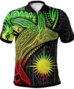 Marshall Islands Polo Shirt - Humpback Whale & Coat of Arms Reggae