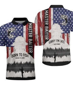 Master Baiter Fisherman Born To Fish American Angler Polo Shirt