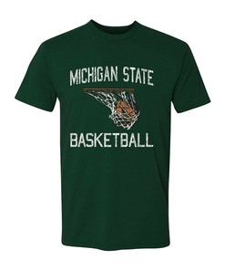 Michigan State Spartans Faded Retro Basketball Shirt Sweatshirt Pullover Hoodie Reprinted Gifts for Fans