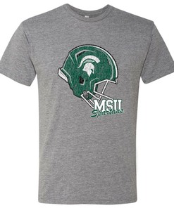 Michigan State Spartans Tilted Football Triblend Shirt Sweatshirt Pullover Hoodie Reprinted Gifts for Fans