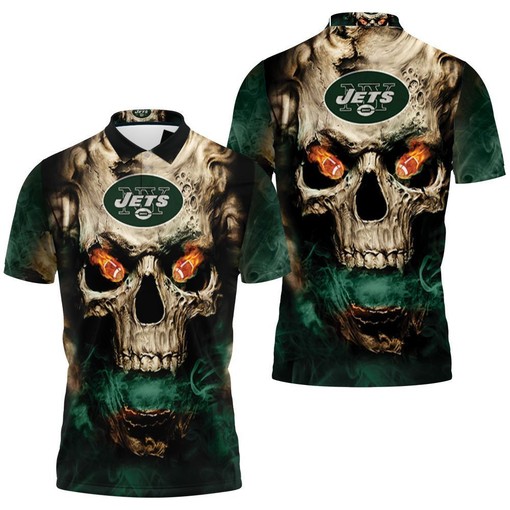 New York Jets Skull Fire 3D Polo Shirt