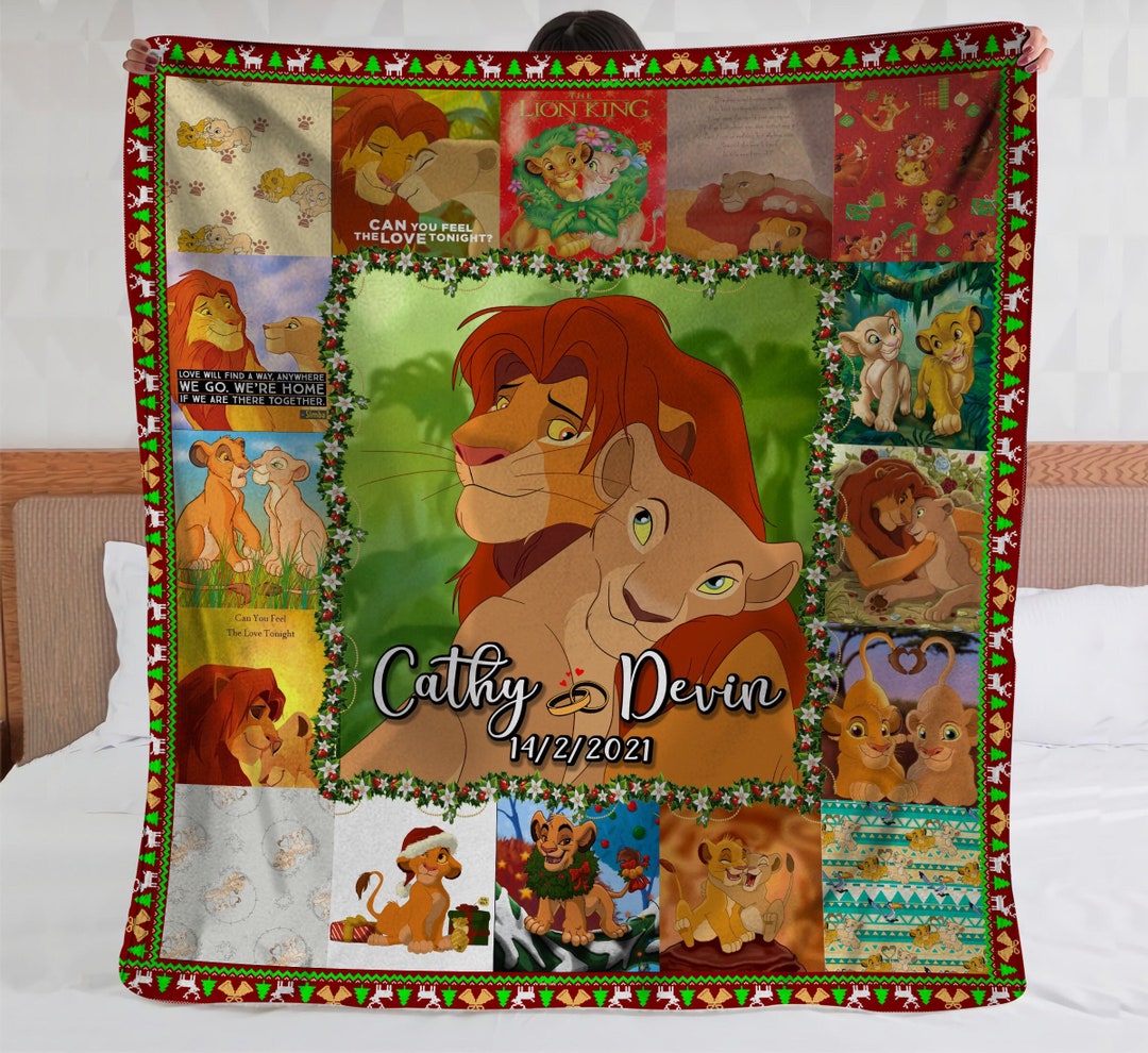 Personalized Nala Simba The Lion King Fleece Blanket, Disney Couple