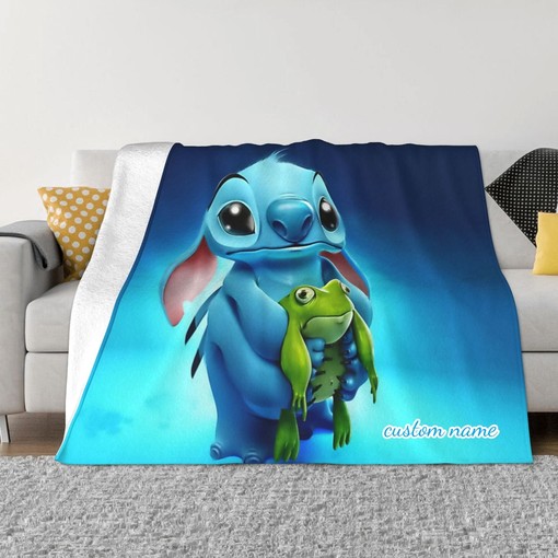 Personalized Quilt Blanket Bedding Set - Disney Stitch - Two Layers Sofa Covers