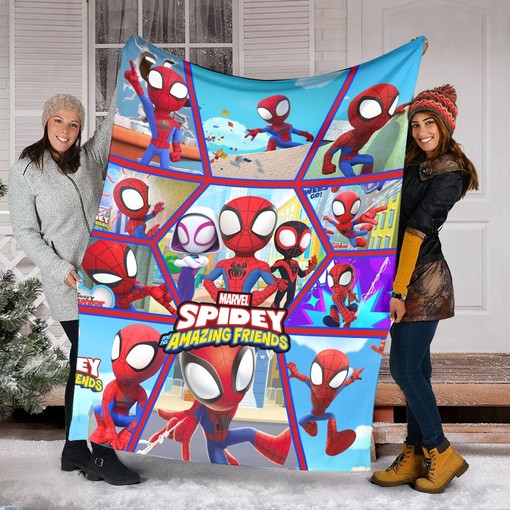 Personalized Spidey and His Amazing Friends Quilt Blanket Bedding Set, Spiderman Birthday Party Blanket
