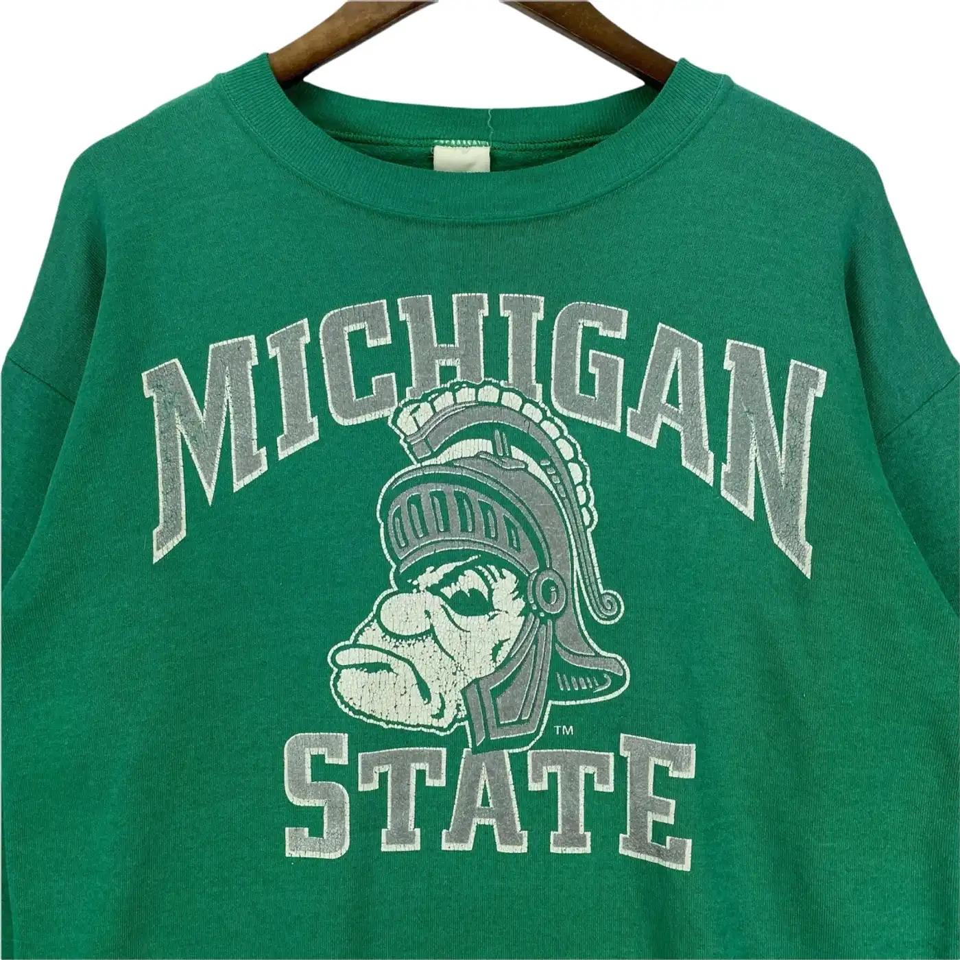 Vintage Style 80s Michigan State Spartans T-Shirt Sweatshirt Hoodie Reprinted Gift for NCAA Fans - Image 2