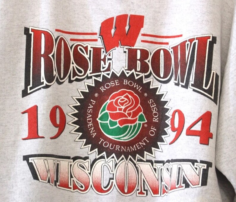 Vintage Style University of Wisconsin Badgers Rose Bowl Sweatshirt, Badgers T-shirt, Wisconsin Crewneck, Gifts For Fans - Image 2