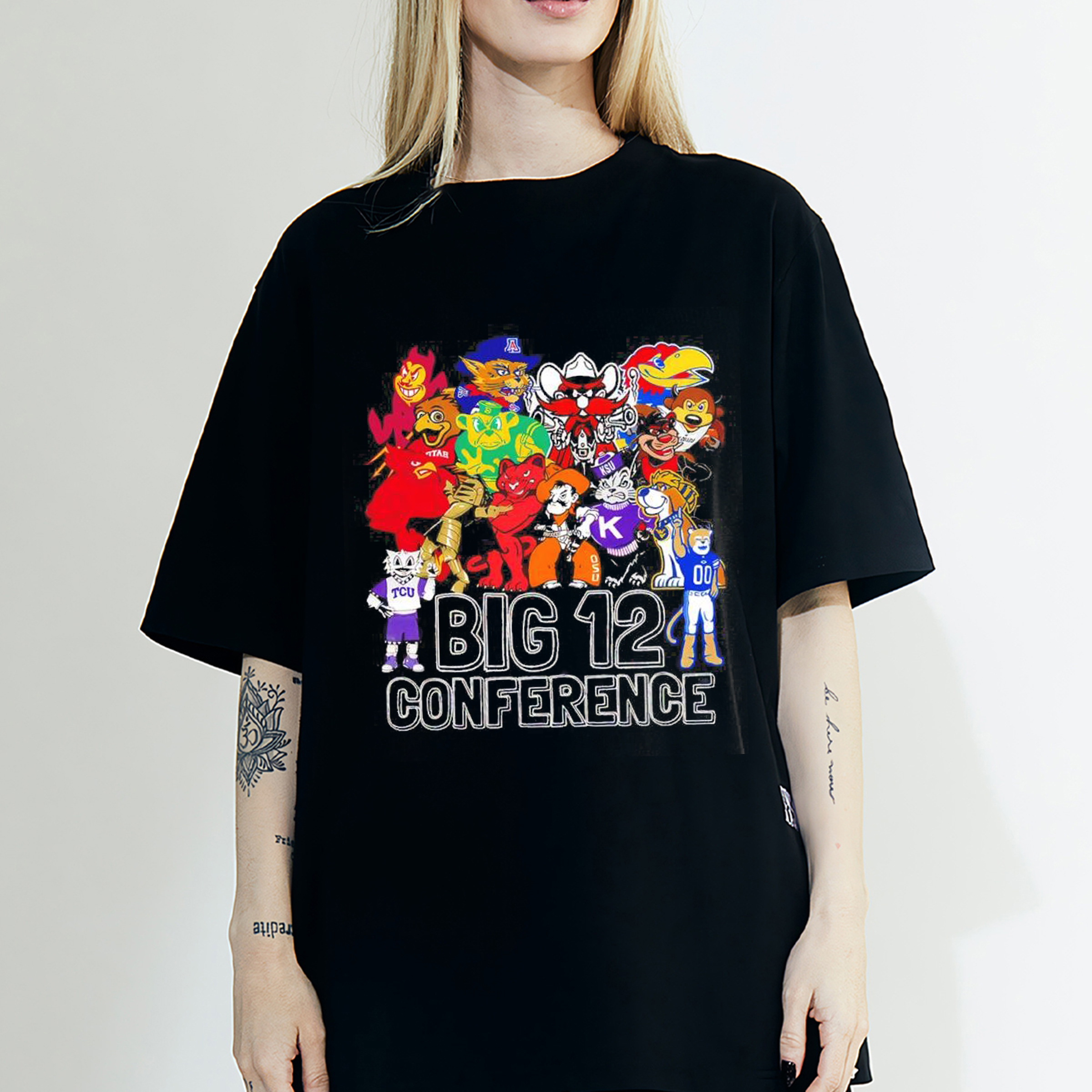 NCAA Big 12 Conference Mascots Vintage Style T-shirt - Perfect for Fan Gift